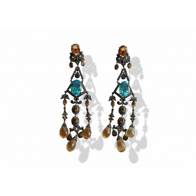Chandelier Earrings with Blue Topaz